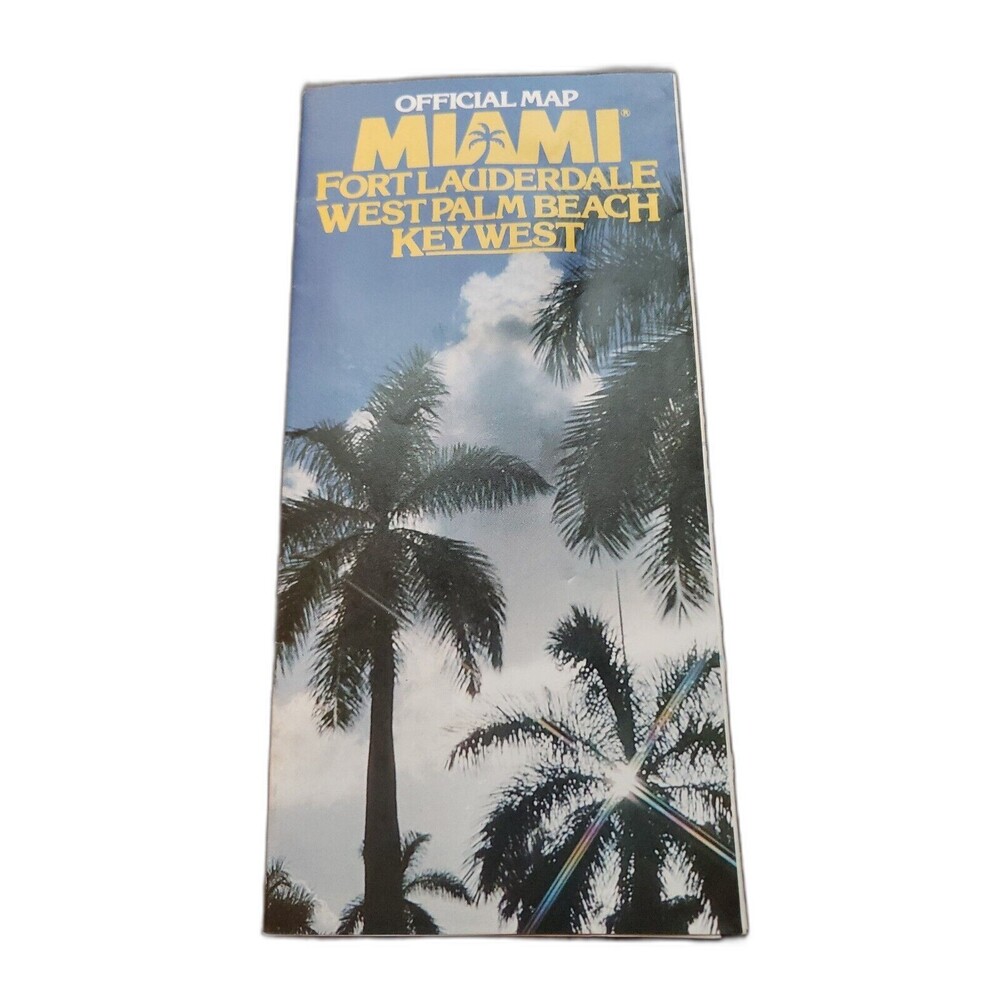 Vintage Ephemera Map Miami Fort Lauderdale West Palm Beach Key West Circa 1990